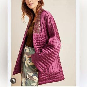 Anthropology kimono belted pink